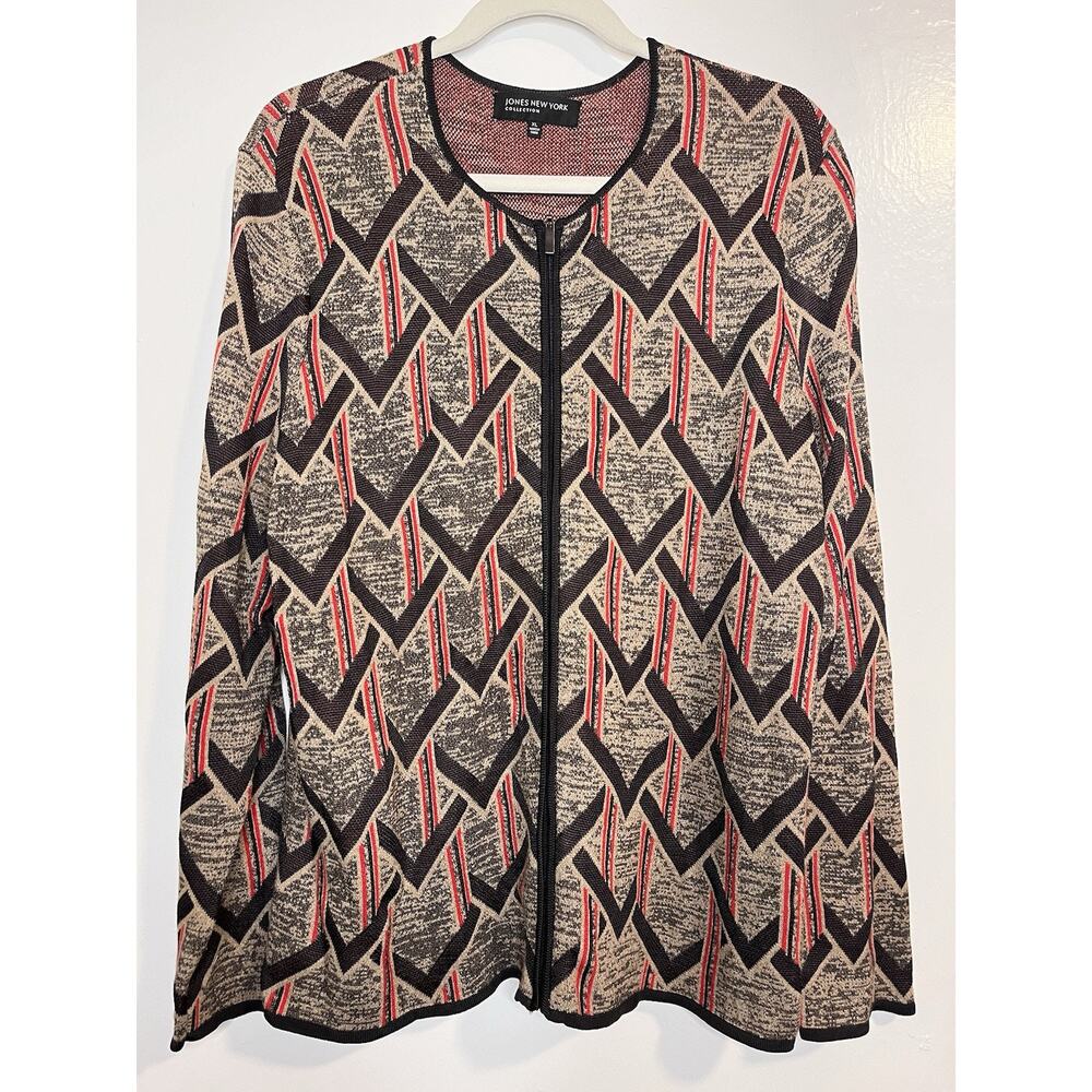 Jones New York Multicolor Full Zip Cardigan Sweater Size XL Women’s